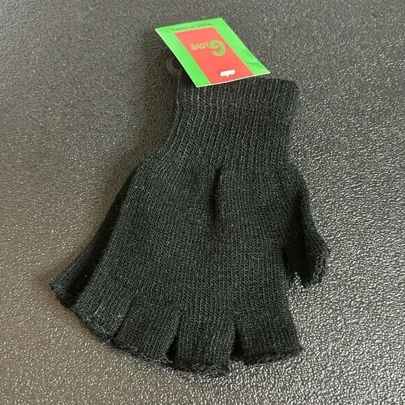 Black One Size Fingerless Home Alone Stretch Mittens NWT Gloves - Picture 2 of 4